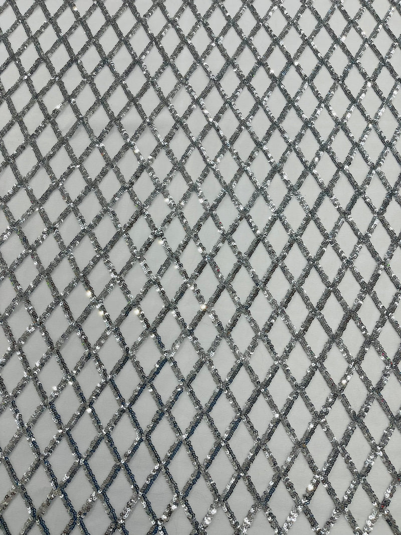 Luxury Diamond Design Mini Glitz Sequins On A Mesh Fabric
