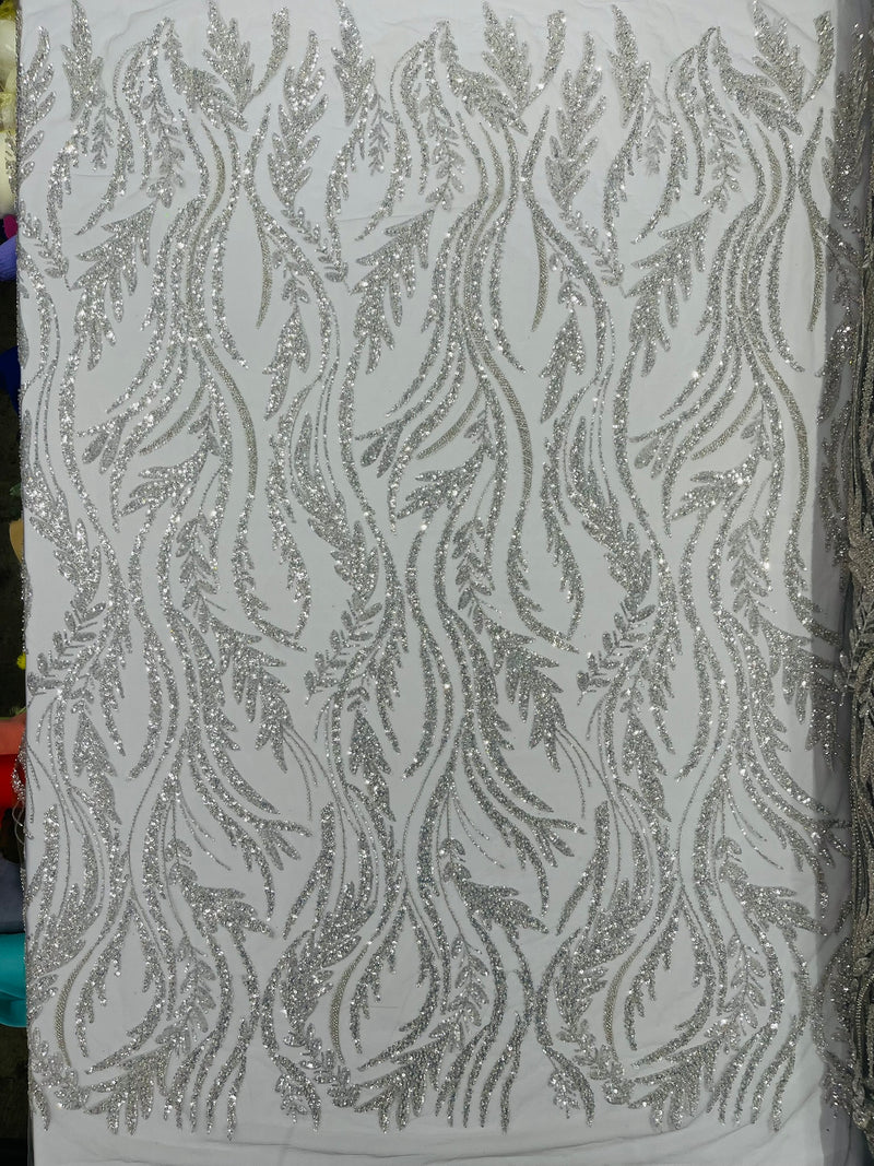 Luxury Festival Beaded Vine Lace Fabric, by The Yard.