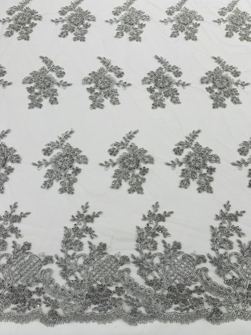 Eva Luxury Beaded Floral Lace, by The Yard.