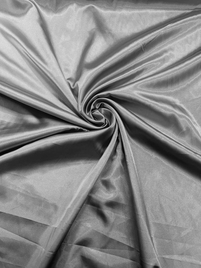 Silver Stretch Charmeuse Satin Fabric 58" Wide/Light Weight Silky Satin/Sold By The Yard