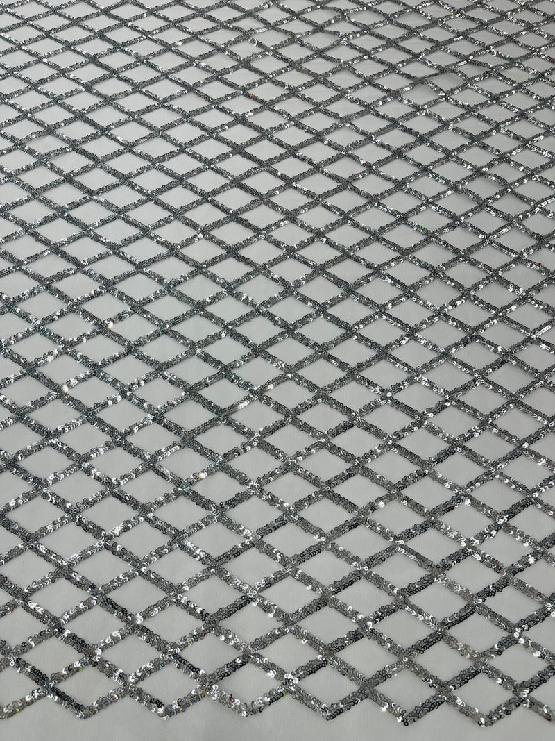 Luxury Diamond Design Mini Glitz Sequins On A Mesh Fabric