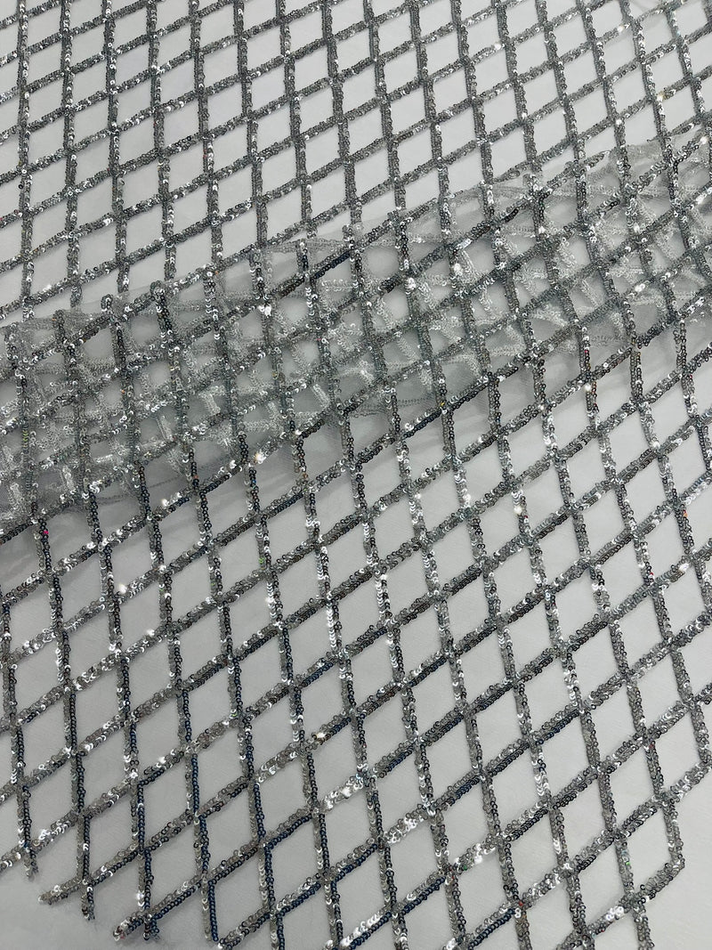 Luxury Diamond Design Mini Glitz Sequins On A Mesh Fabric