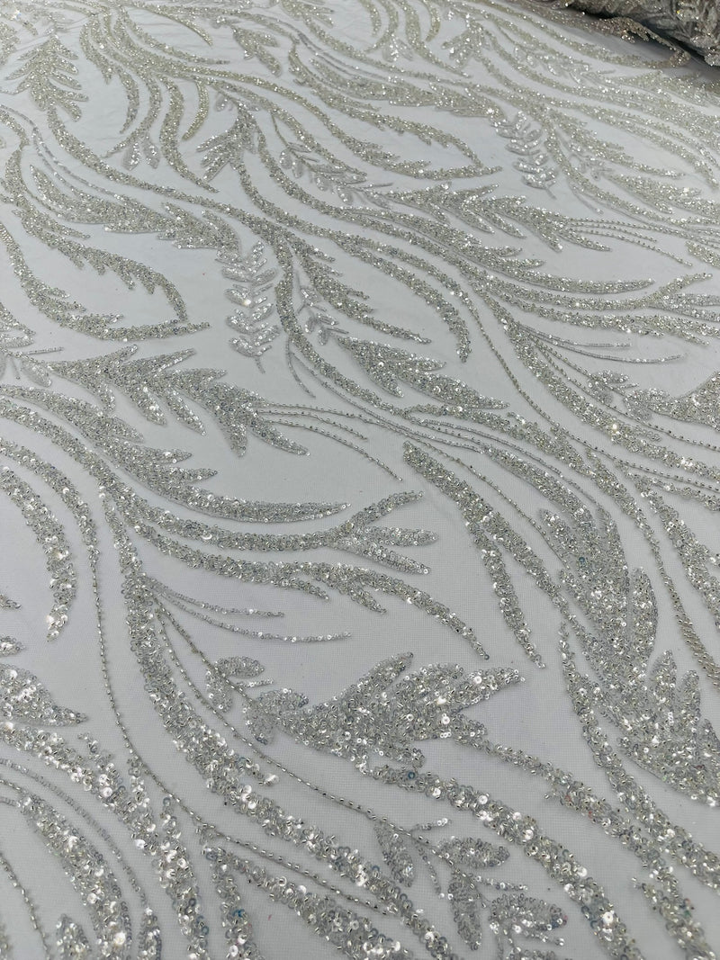 Luxury Festival Beaded Vine Lace Fabric, by The Yard.