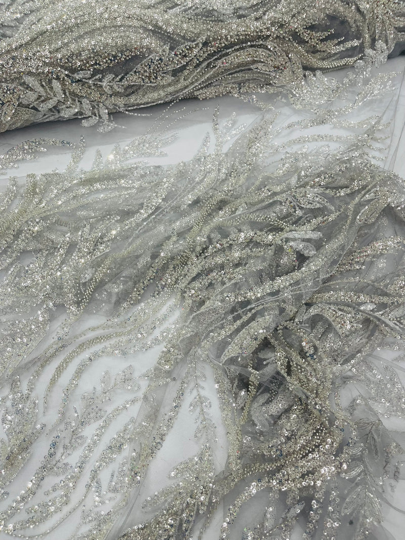 Luxury Festival Beaded Vine Lace Fabric, by The Yard.