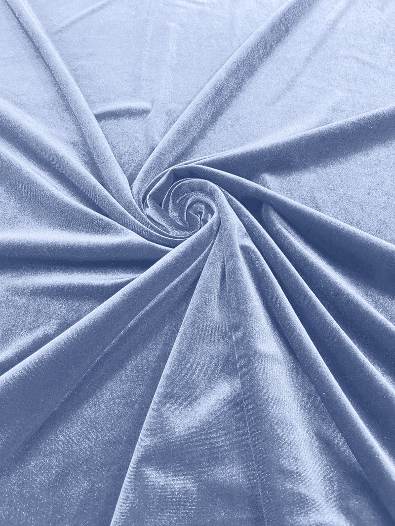 Sky Blue Solid Stretch Velvet Fabric  58/59" Wide 90% Polyester/10% Spandex By The Yard.
