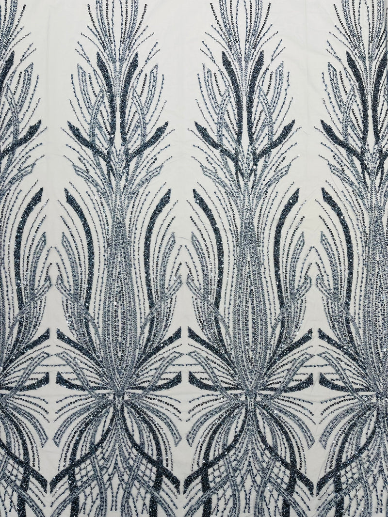 Palm Beaded Damask Design Fabric, by The Yard.