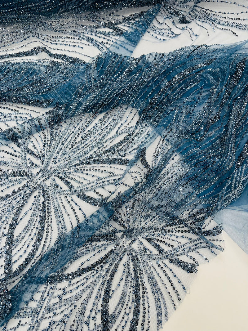 Palm Beaded Damask Design Fabric, by The Yard.