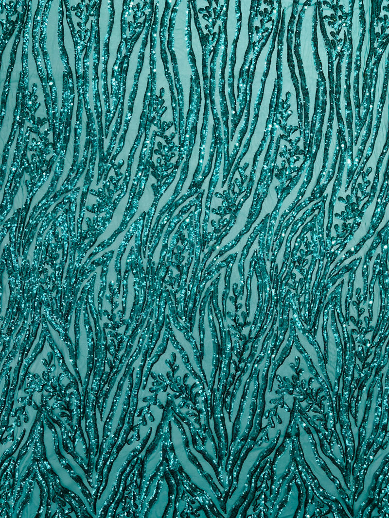 Vine/Root Sequin 4 Way Stretch Mesh Fabric, by The Yard.