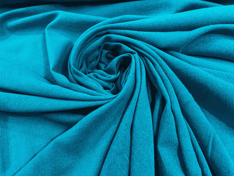 Turquoise 48/50" Wide 100% Cotton Lightweight Crushed Gauze Fabric By The Yard
