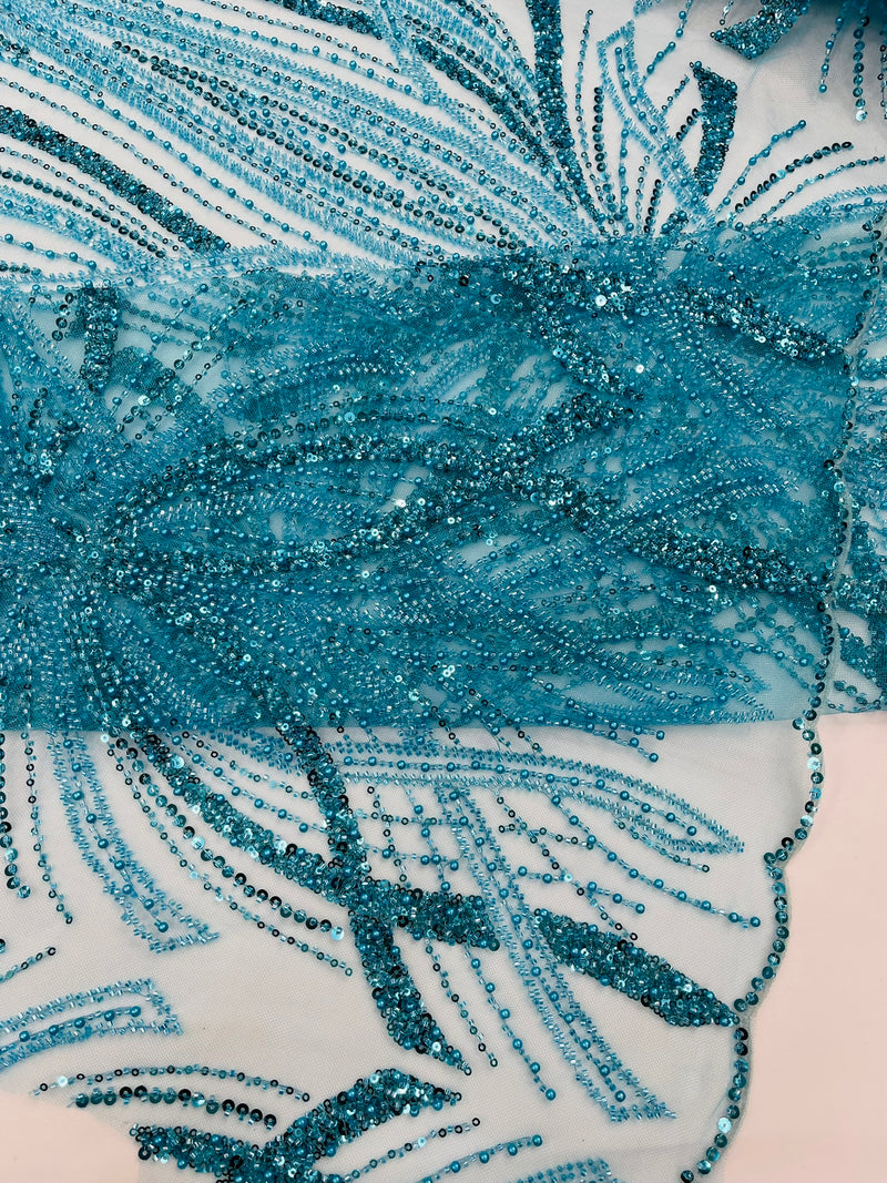 Palm Beaded Damask Design Fabric, by The Yard.