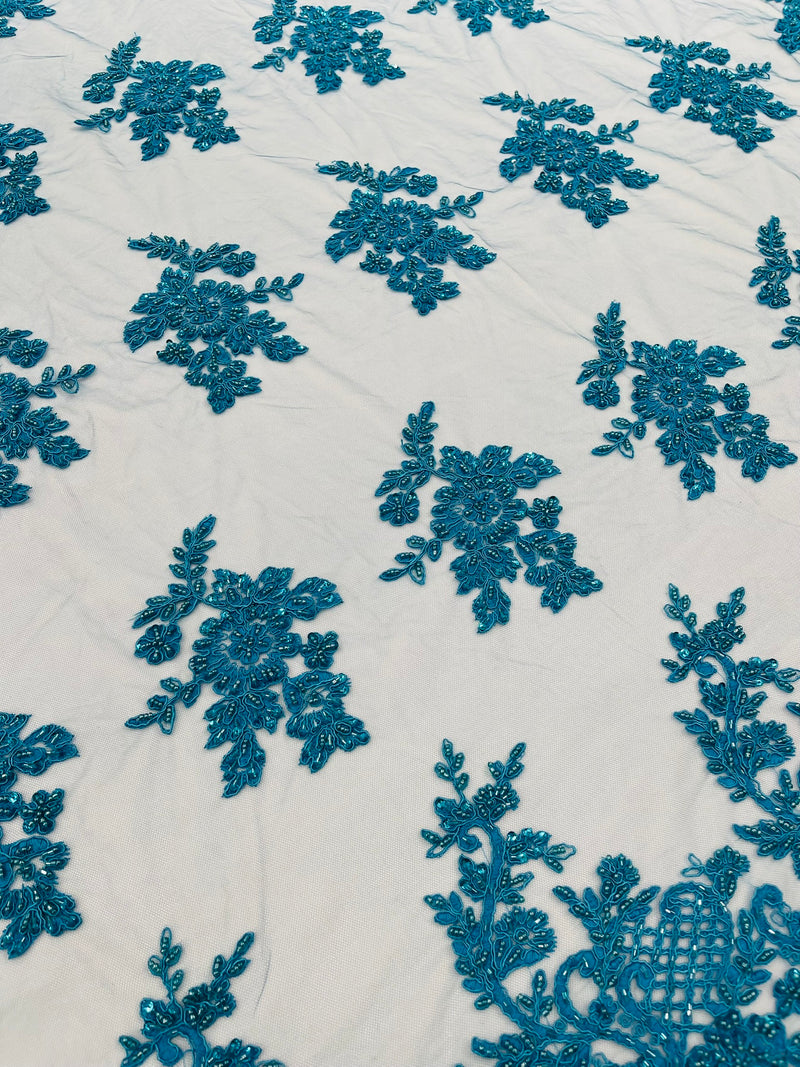 Eva Luxury Beaded Floral Lace, by The Yard.