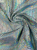 Illusion foil Snake design on a stretch velvet fabric-Sold by the yard.