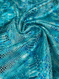 Illusion foil Snake design on a stretch velvet fabric-Sold by the yard.