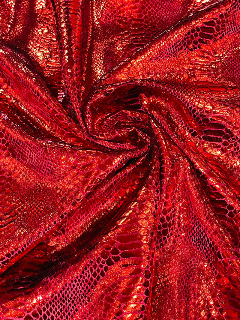 Illusion foil Snake design on a stretch velvet fabric-Sold by the yard.