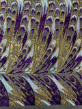 Iridescent Feather sequin design, 4 way stretch mesh ( by the yard )