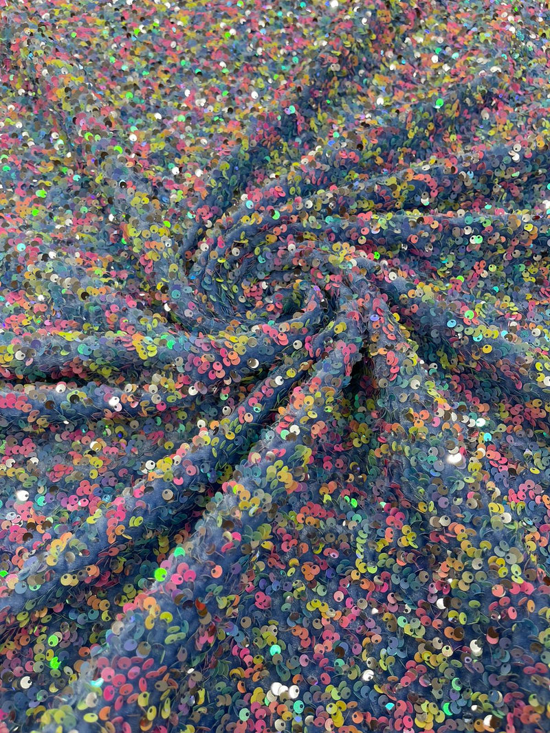 Confetti All Over Sequins Stretch Velvet (by the yard)