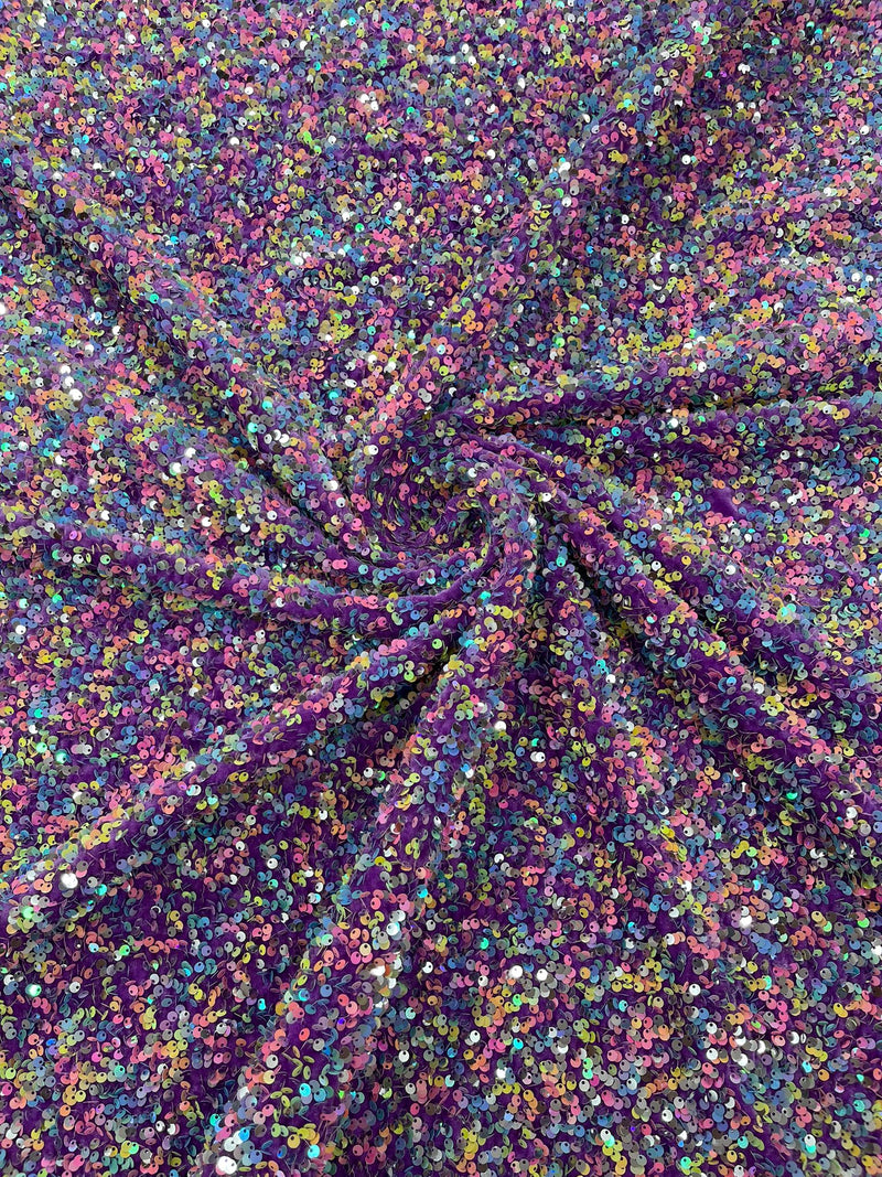 Confetti All Over Sequins Stretch Velvet (by the yard)