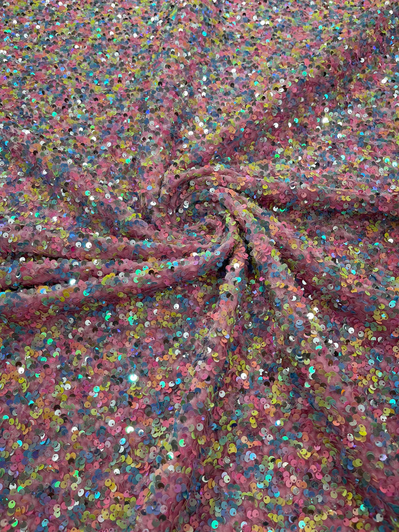 Confetti All Over Sequins Stretch Velvet (by the yard)