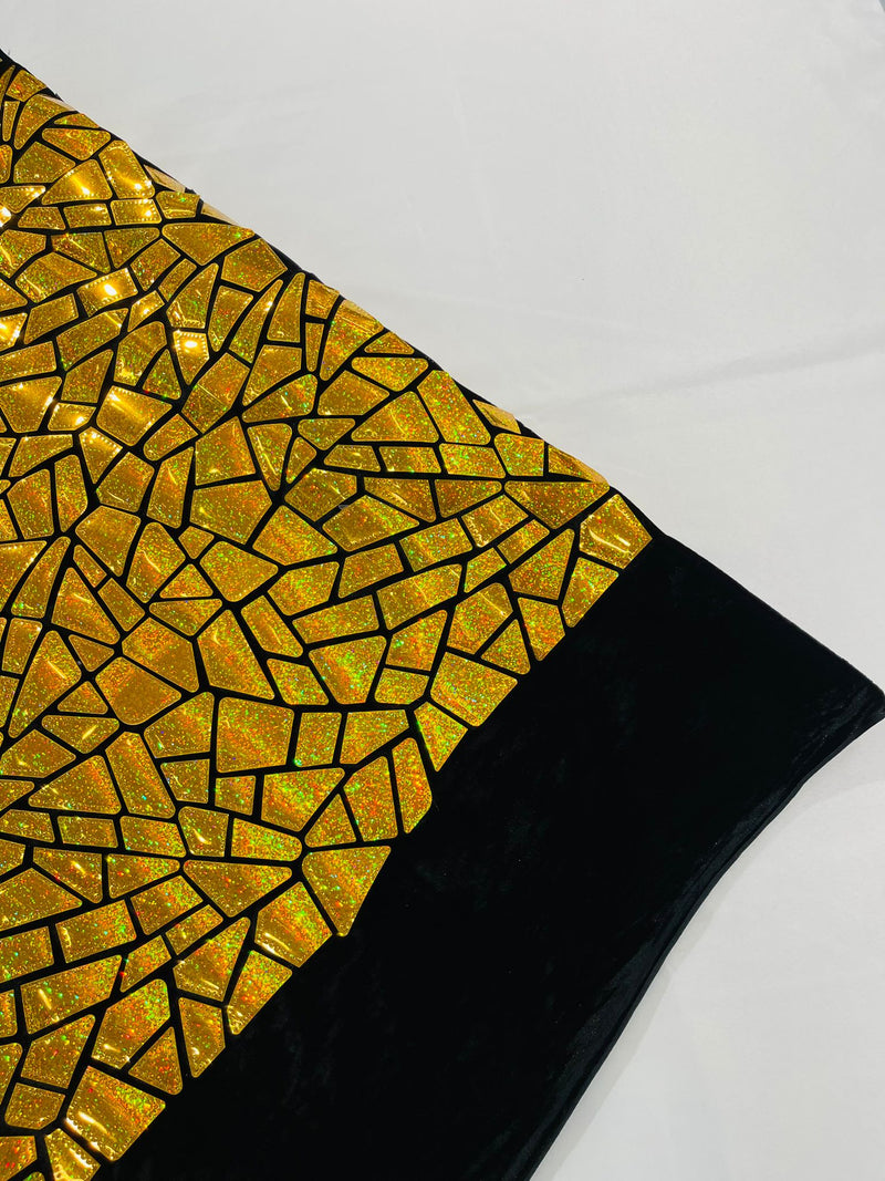 Broken Glass Sequin Design On Velvet ( by the yard )