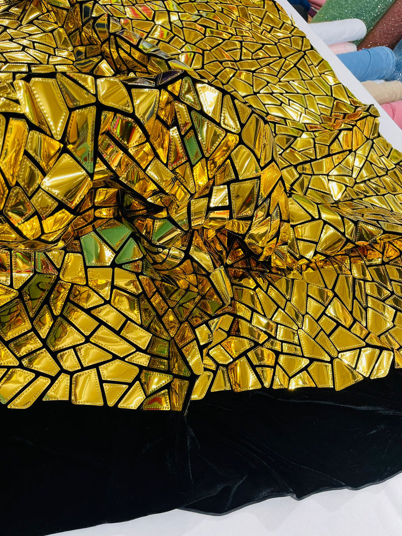 Broken Glass Sequin Design On Velvet ( by the yard )