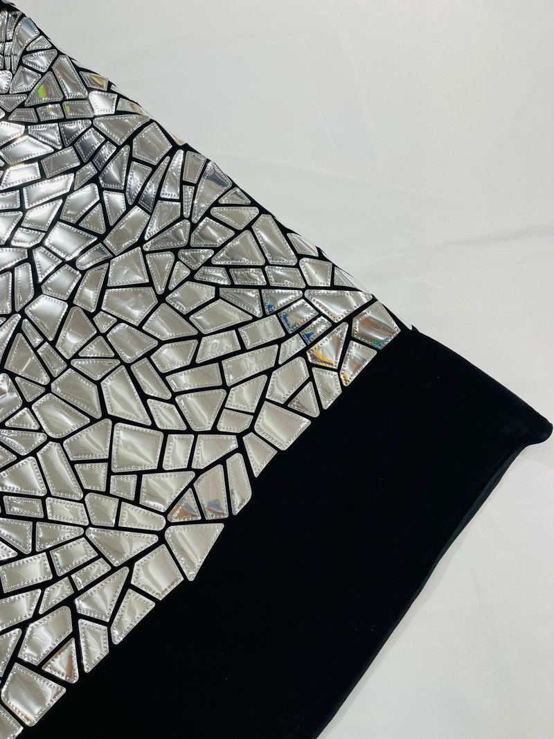 Broken Glass Sequin Design On Velvet ( by the yard )