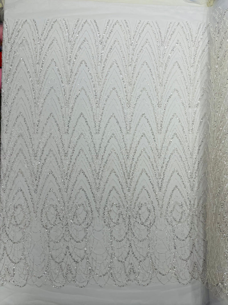 Luxury Chain Geometric Beaded Lace, by The Yard.