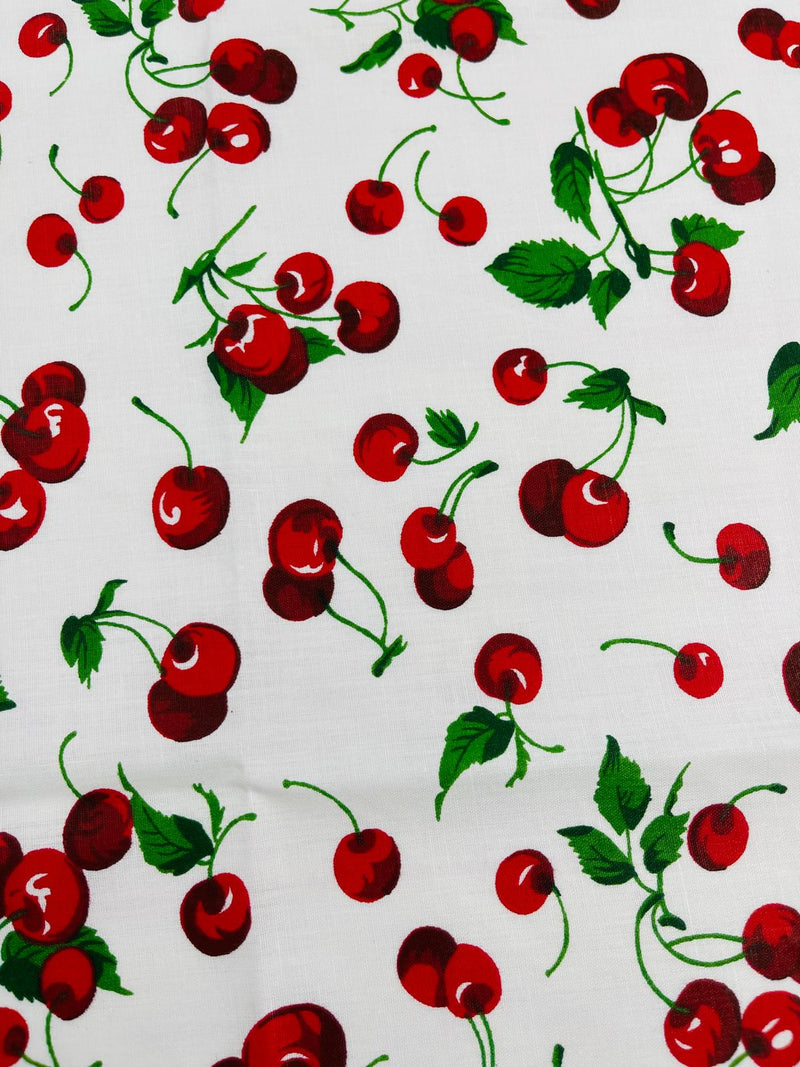 CHERRY FRUIT POLY COTTON (by the yard)