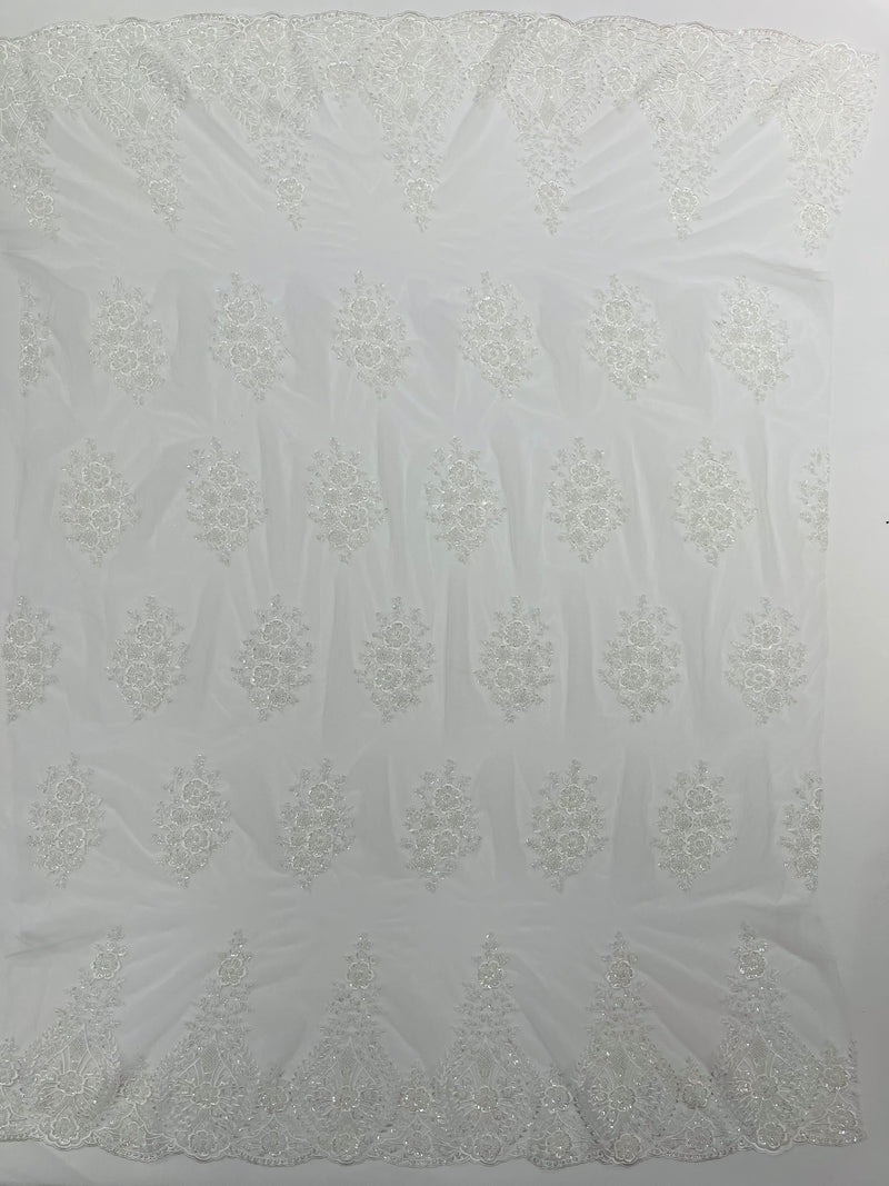Classic Beaded Damask Lace, by The Yard.
