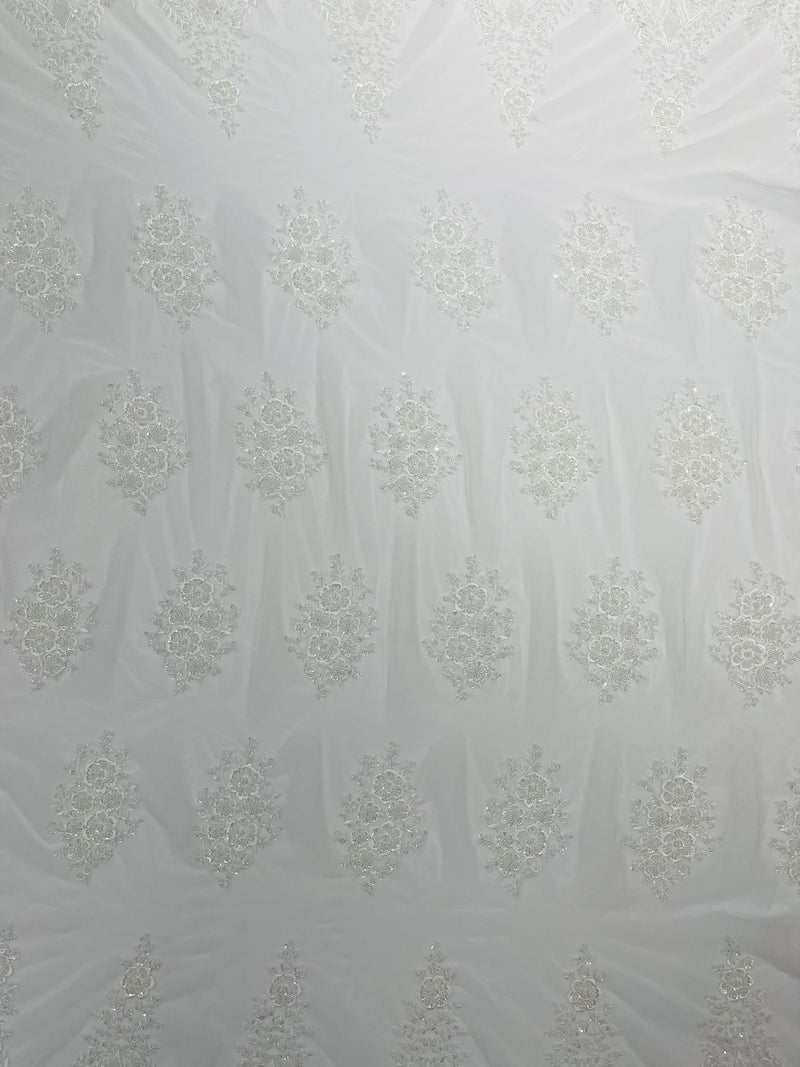 Classic Beaded Damask Lace, by The Yard.