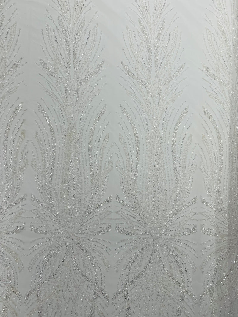 Palm Beaded Damask Design Fabric, by The Yard.