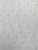 Metallic floral lace design embroidered 54" Wide | New Creations Fabric & Foam Inc.