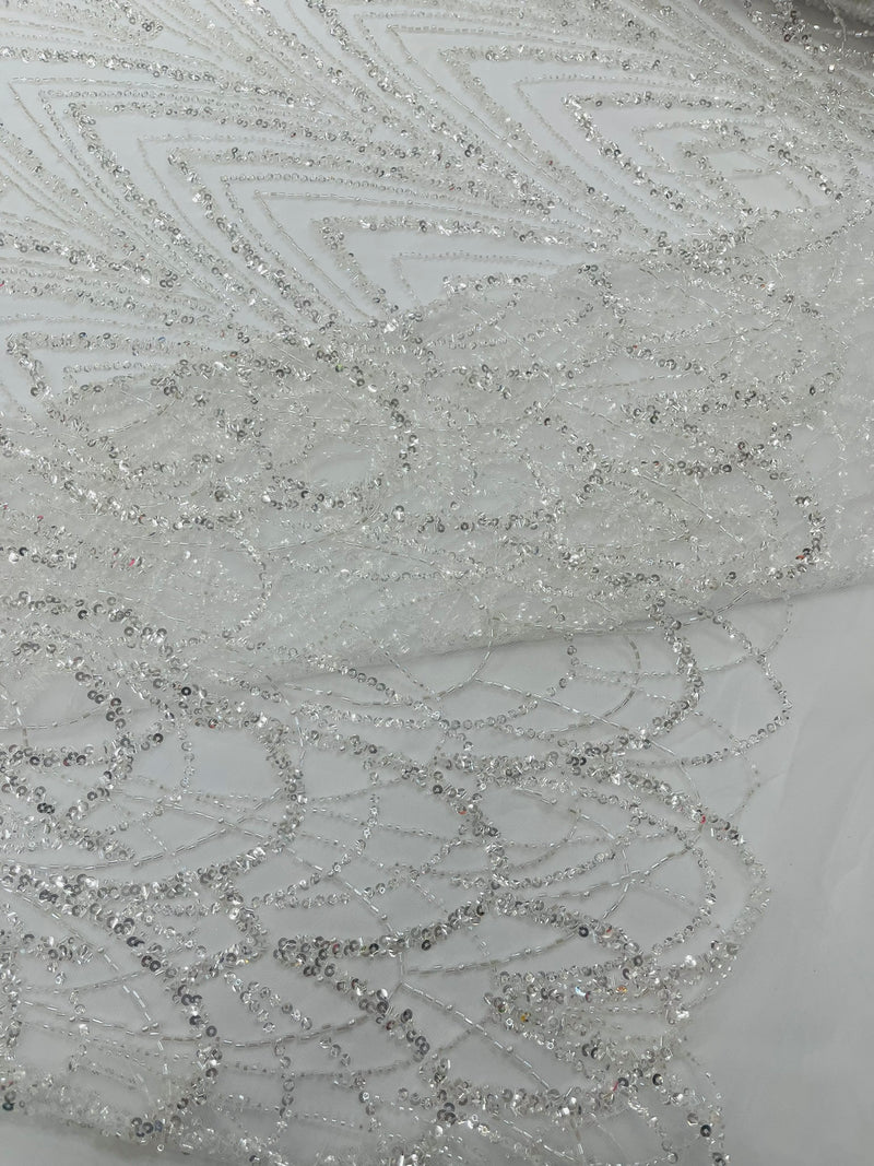 Luxury Chain Geometric Beaded Lace, by The Yard.