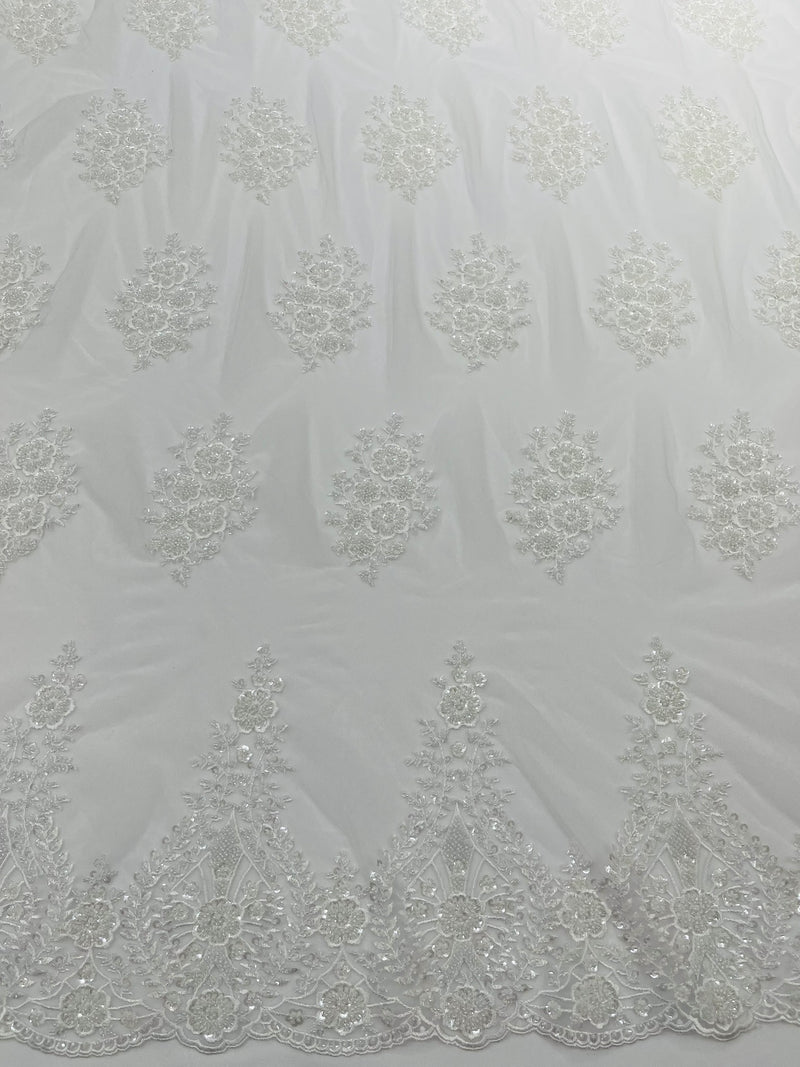 Classic Beaded Damask Lace, by The Yard.