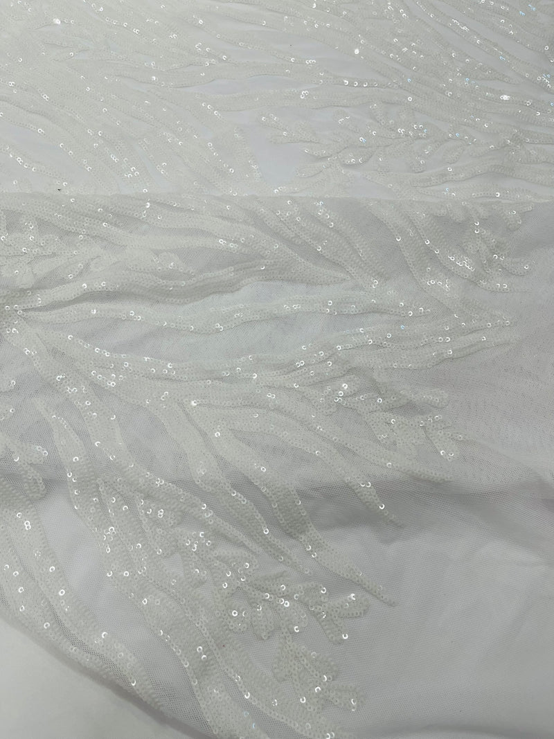Vine/Root Sequin 4 Way Stretch Mesh Fabric, by The Yard.