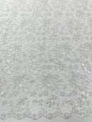 Metallic floral lace design embroidered 54" Wide | New Creations Fabric & Foam Inc.