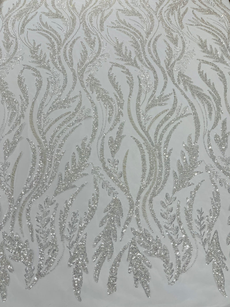 Luxury Festival Beaded Vine Lace Fabric, by The Yard.
