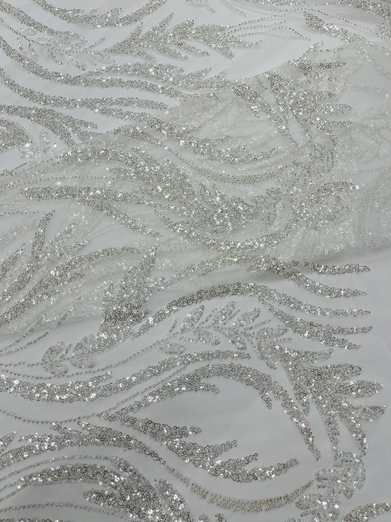 Luxury Festival Beaded Vine Lace Fabric, by The Yard.