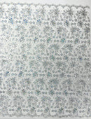 Metallic floral lace design embroidered 54" Wide | New Creations Fabric & Foam Inc.