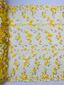 Multi Color 3d floral Daisy Design Embroider Lace 54" Wide| New Creations Fabric & Foam Inc.