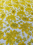 Metallic floral lace design embroidered 54" Wide | New Creations Fabric & Foam Inc.