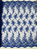 BIG FLORAL DAMASK BEADED MESH LACE FABRIC (By The Yard) - New Creations Fabric & Foam Inc