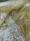 Big Glitter Damask Design On A Mesh Lace Fabric| New Creations Fabric & Foam Inc. - New Creations Fabric & Foam Inc