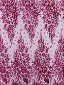 Big Glitter Damask Design On A Mesh Lace Fabric| New Creations Fabric & Foam Inc. - New Creations Fabric & Foam Inc