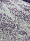 Big Glitter Damask Design On A Mesh Lace Fabric| New Creations Fabric & Foam Inc. - New Creations Fabric & Foam Inc