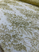 Big Glitter Damask Design On A Mesh Lace Fabric| New Creations Fabric & Foam Inc. - New Creations Fabric & Foam Inc