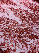 Big Glitter Damask Design On A Mesh Lace Fabric| New Creations Fabric & Foam Inc. - New Creations Fabric & Foam Inc