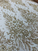 Big Glitter Damask Design On A Mesh Lace Fabric| New Creations Fabric & Foam Inc. - New Creations Fabric & Foam Inc
