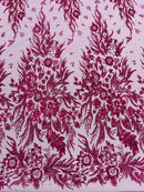 Big Glitter Damask Design On A Mesh Lace Fabric| New Creations Fabric & Foam Inc. - New Creations Fabric & Foam Inc