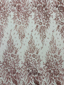 Big Glitter Damask Design On A Mesh Lace Fabric| New Creations Fabric & Foam Inc. - New Creations Fabric & Foam Inc