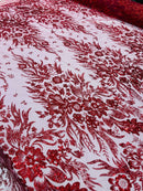 Big Glitter Damask Design On A Mesh Lace Fabric| New Creations Fabric & Foam Inc. - New Creations Fabric & Foam Inc